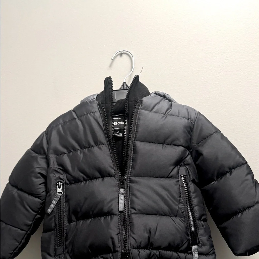 Rothschild 🔥🥰 Baby Boy Contrast Vestee Puffer Jacket Charcoal Ombre Size 12M